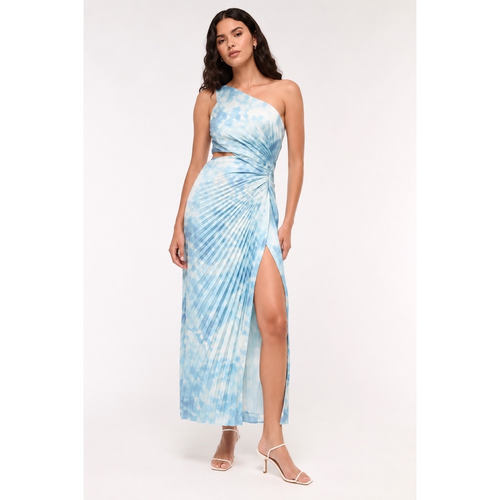 Abercrombie & Fitch Giselle Pleated One Shoulder Cutout maxi floral dress sz XL